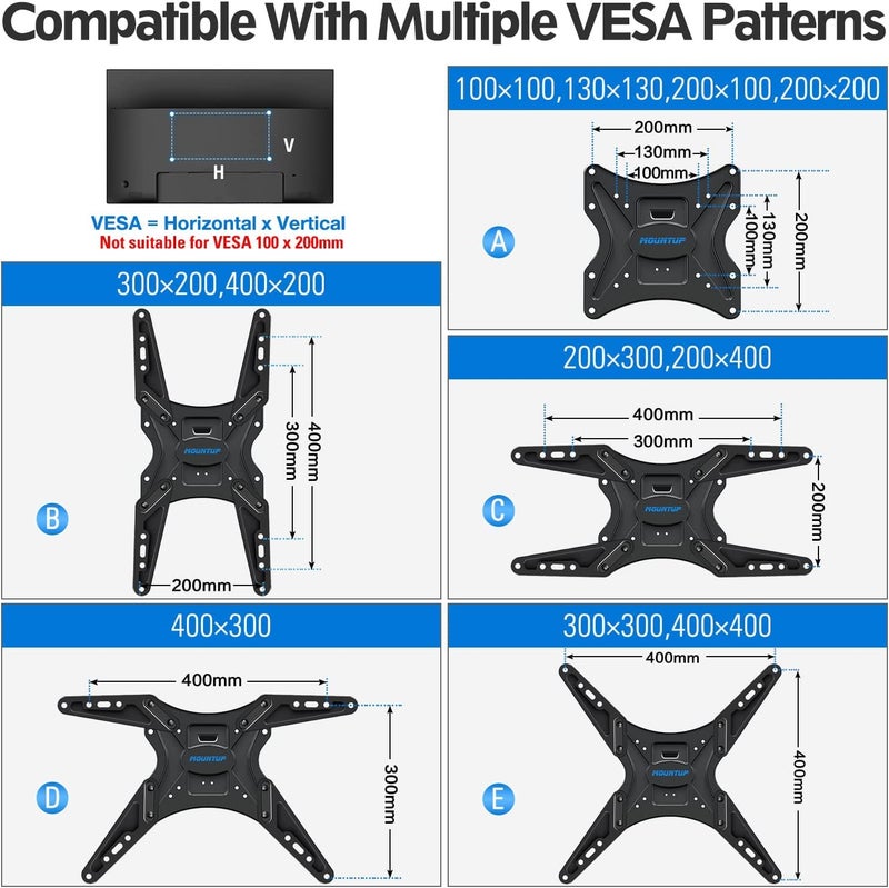 MOUNTUP TV Wall Mount Full Motion Tilting TV Mount Bracket for Most 26-55 Inch Flat Curved TVs with Swivels Articulating Arms Max VESA 400X400mm and 88lbs Fits Single Stud MU0014 - Image 5
